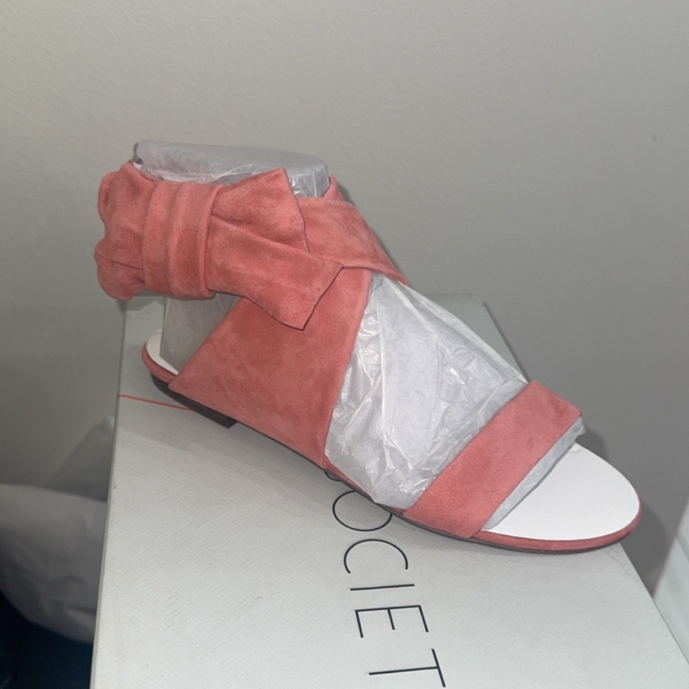 Women’s Coral Sandals Sole Society Suede Bow Sandals Calynda Coral Size 5 NEW - Picture 7 of 10